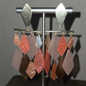 Kendra Scott Coral Pink Multi-Diamond Dangle Earrings